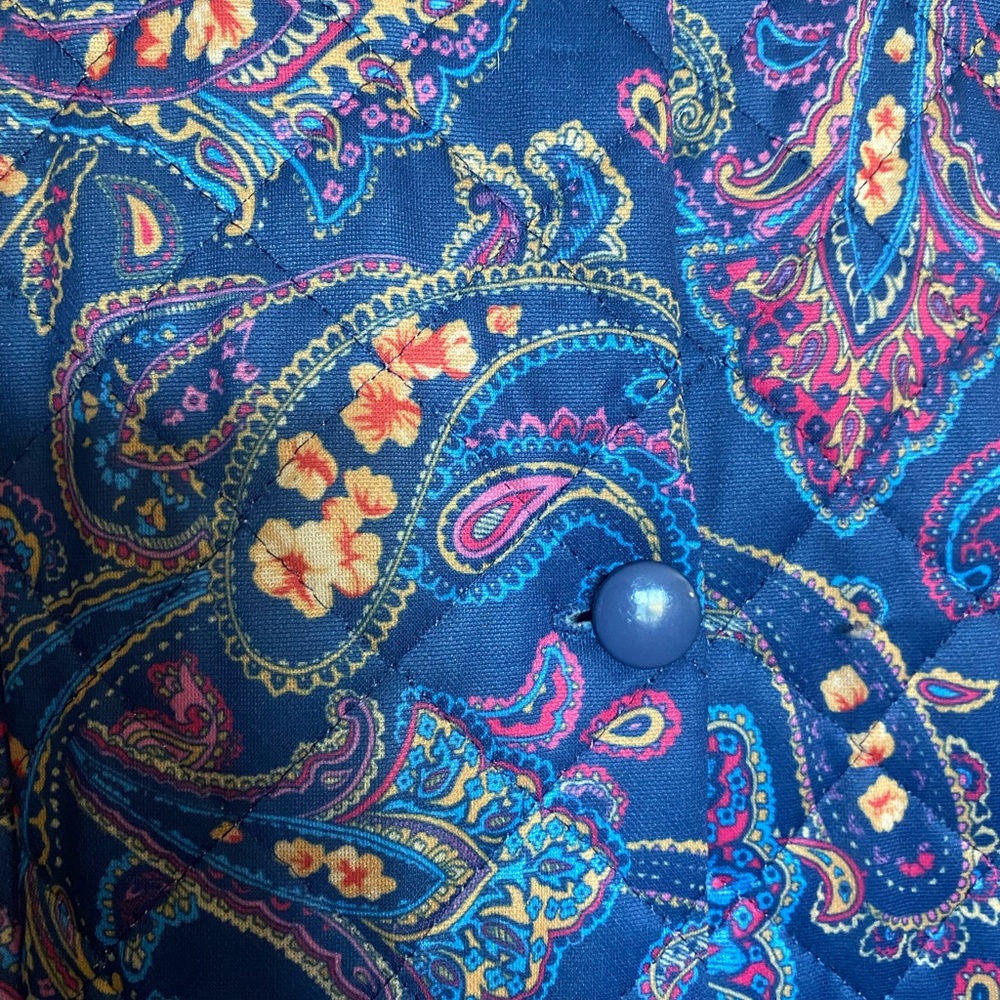 Vintage Blue Multicolor Casual Women's Paisley Puffer Quilted Jacket Pri… - Picture 4 of 4